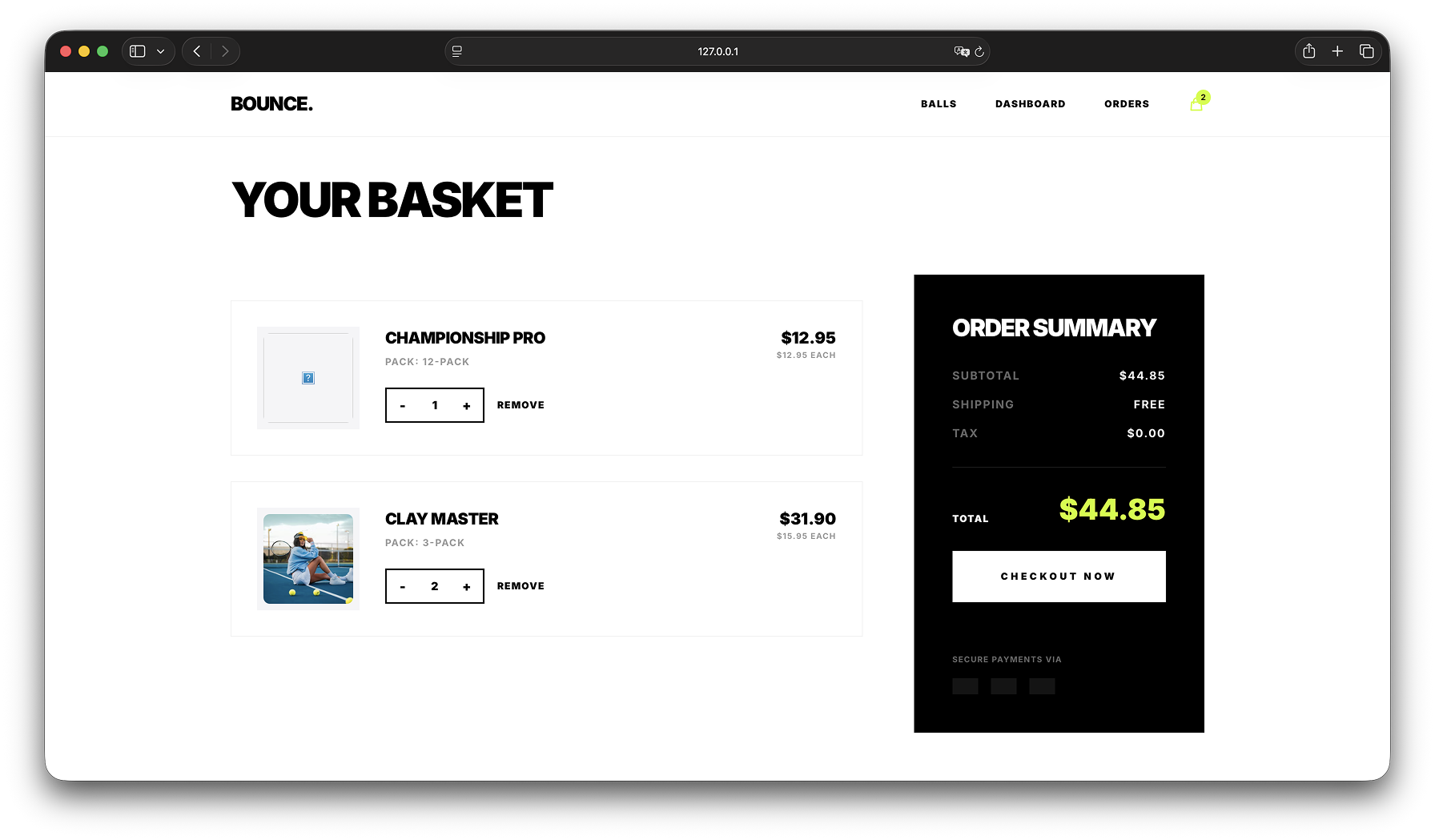 Bounce - Tennis E-Commerce